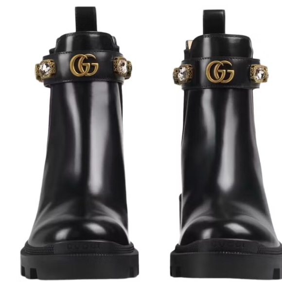 Gucci Chunky Leather Boot with Removable Gem/ GG belt 😍 both dust bags included! - Picture 3 of 14